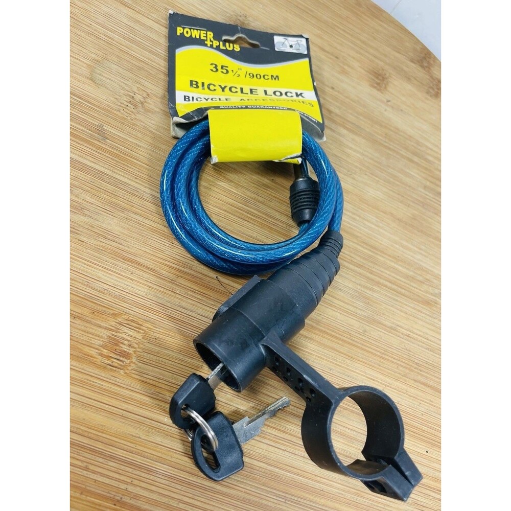 Bike Lock 90 cm Long With 2 Keys Bicycle Locking Cable Secure Cycle Safety